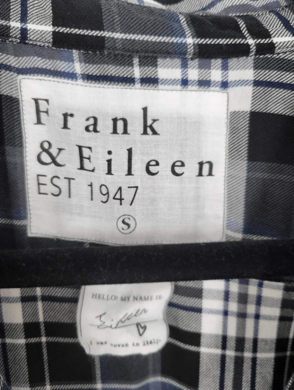 Frank & Eileen Women's Navy Plaid Button-Front Shirt Relaxed Fit Size S - Picture 4 of 6